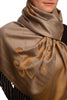 Rising Sun On Brown Grey Pashmina With Tassels