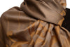 Rising Sun On Brown Grey Pashmina With Tassels