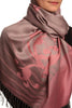 Rising Sun On Pink Grey Pashmina With Tassels