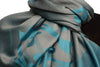 Rising Sun On Steel Blue Pashmina With Tassels
