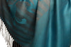 Rising Sun On Steel Blue Pashmina With Tassels