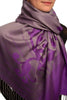 Rising Sun On Purple Pashmina With Tassels