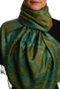 Moroccan Rose On Olive Green Pashmina With Tassels