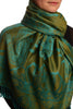 Moroccan Rose On Olive Green Pashmina With Tassels