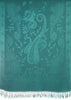 Moroccan Rose On Teal Blue Pashmina With Tassels