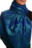 Moroccan Rose On Persian Blue Pashmina With Tassels