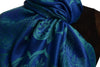 Moroccan Rose On Persian Blue Pashmina With Tassels