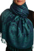 Moroccan Rose On Oxford Blue Pashmina With Tassels