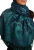 Moroccan Rose On Oxford Blue Pashmina With Tassels