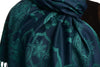 Moroccan Rose On Oxford Blue Pashmina With Tassels