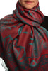 Moroccan Rose On Dark Red Pashmina With Tassels