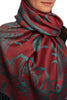 Moroccan Rose On Dark Red Pashmina With Tassels