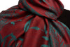 Moroccan Rose On Dark Red Pashmina With Tassels