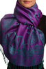 Moroccan Rose On Purple Pashmina With Tassels