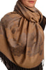 Roses On Mocha Pashmina With Tassels