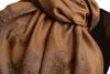 Roses On Mocha Pashmina With Tassels