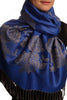 Roses On Persian Blue Pashmina With Tassels