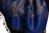 Roses On Persian Blue Pashmina With Tassels