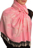 Roses On Pink Pashmina With Tassels