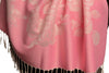Roses On Pink Pashmina With Tassels