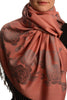 Roses On Coral Pink Pashmina With Tassels