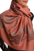 Roses On Coral Pink Pashmina With Tassels