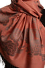 Roses On Coral Pink Pashmina With Tassels