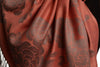 Roses On Coral Pink Pashmina With Tassels