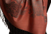 Roses On Coral Pink Pashmina With Tassels