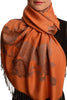 Roses On Terracotta Pashmina With Tassels
