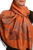 Roses On Terracotta Pashmina With Tassels