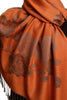 Roses On Terracotta Pashmina With Tassels