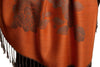 Roses On Terracotta Pashmina With Tassels