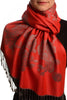 Roses On Red Pashmina With Tassels