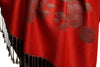 Roses On Red Pashmina With Tassels