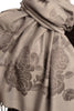 Roses On Silver Grey Pashmina With Tassels