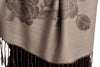 Roses On Silver Grey Pashmina With Tassels