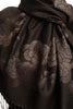 Roses On Black Pashmina With Tassels