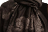 Roses On Black Pashmina With Tassels