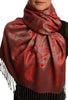 Pearls & Paisleys On Red Pashmina With Tassels