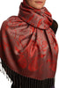 Pearls & Paisleys On Red Pashmina With Tassels