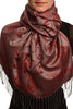 Pearls & Paisleys On Burgundy Red Pashmina With Tassels