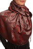 Pearls & Paisleys On Burgundy Red Pashmina With Tassels