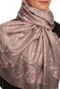 Pearls & Paisleys On Pink & Grey Pashmina With Tassels