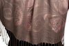 Pearls & Paisleys On Pink & Grey Pashmina With Tassels