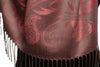 Pearls & Paisleys On Carnation Pink & Grey Pashmina With Tassels