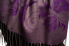 Pearls & Paisleys On Purple & Grey Pashmina With Tassels