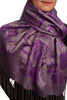 Pearls & Paisleys On Purple & Grey Pashmina With Tassels