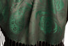 Pearls & Paisleys On Green & Grey Pashmina With Tassels