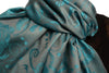 Pearls & Paisleys On Blue & Grey Pashmina With Tassels